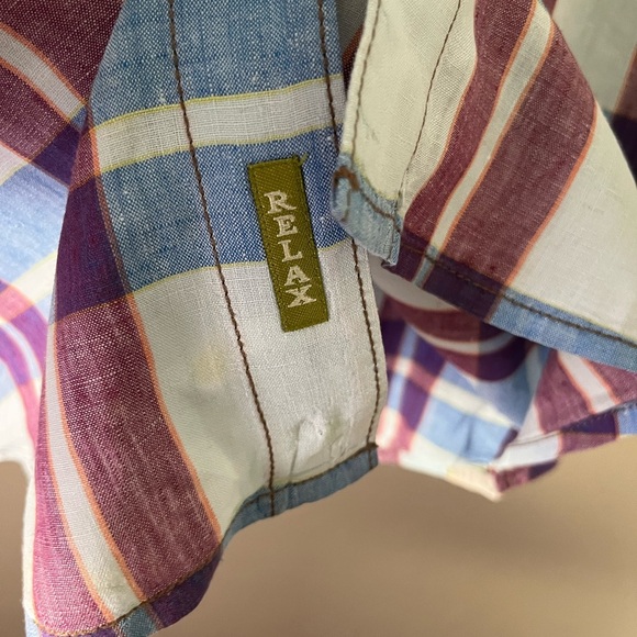 2 x $25 Tommy Bahama Relax Men’s XL 100% Linen Plaid Short Sleeve Shirt - Picture 6 of 15